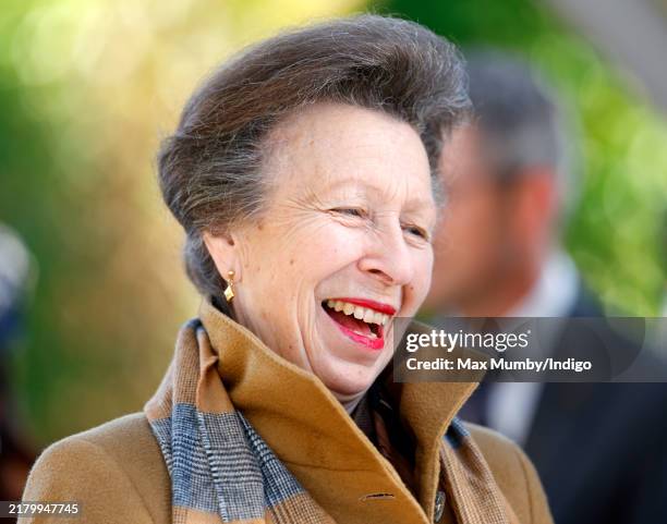 Princess Anne, Princess Royal attends QIPCO British Champions Day at Ascot Racecourse on October 19, 2024 in Ascot, England.