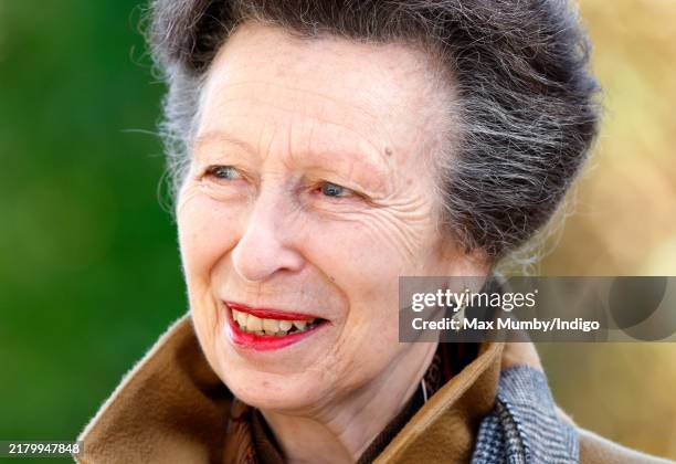 Princess Anne, Princess Royal attends QIPCO British Champions Day at Ascot Racecourse on October 19, 2024 in Ascot, England.
