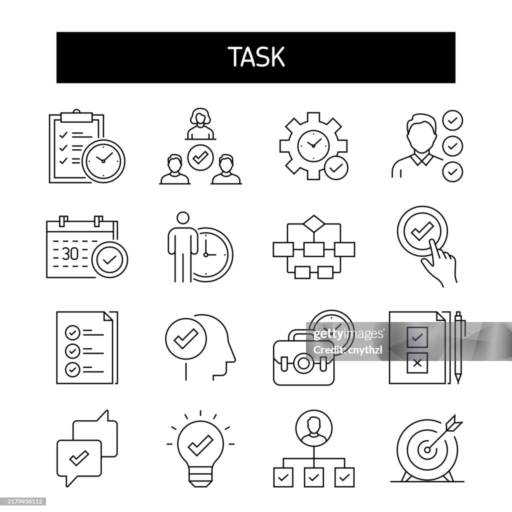 Task Line Icon Set. Business, Chores, Management, Organization.