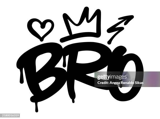 bro graffiti word black and white typography - graffiti text stock illustrations