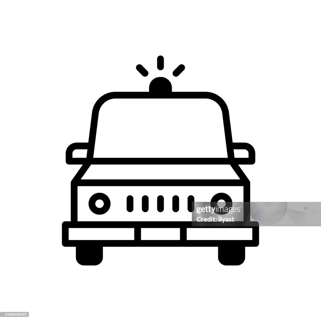 A simple line drawing of a Police Car