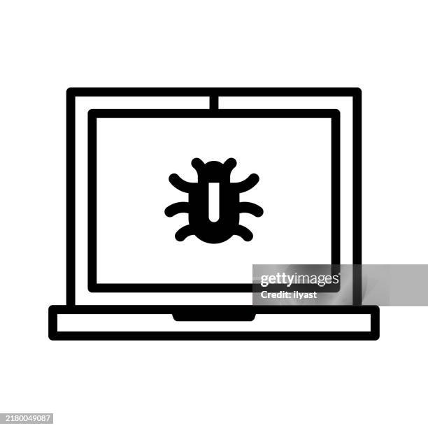 a simple line drawing of a computer virus - cyber warfare stock illustrations