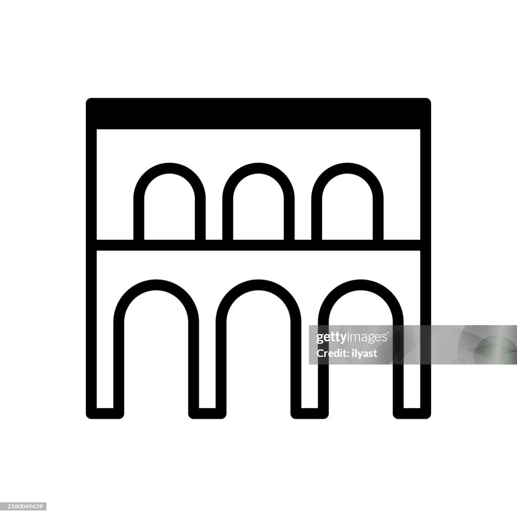 A simple line drawing of an Aqueduct