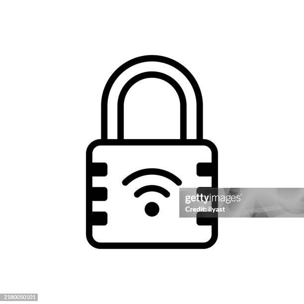 a simple line drawing of a smart lock - keypad entry stock illustrations