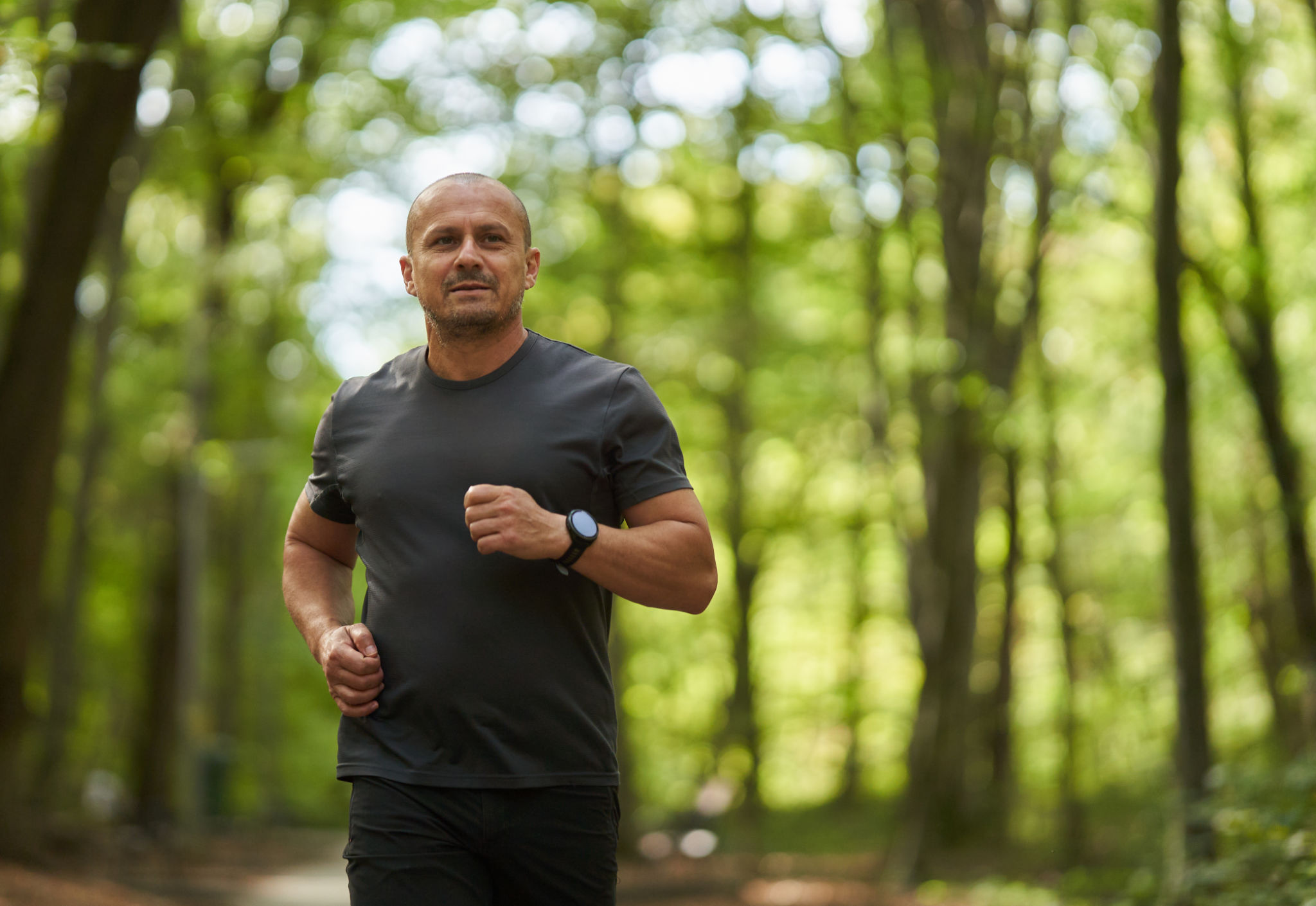 middle aged man exercising