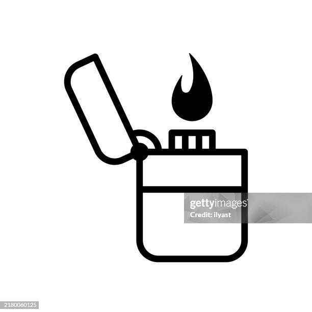 ilustraciones, imágenes clip art, dibujos animados e iconos de stock de un simple dibujo lineal de un encendedor - inflamable