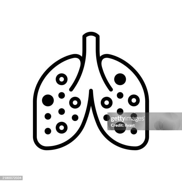 ilustraciones, imágenes clip art, dibujos animados e iconos de stock de un simple dibujo lineal de pulmones con nódulos - radiólogo