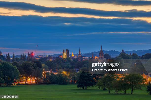 oxford skyline at night, oxford, oxfordshire, united kingdom - oxfordshire stock pictures, royalty-free photos & images