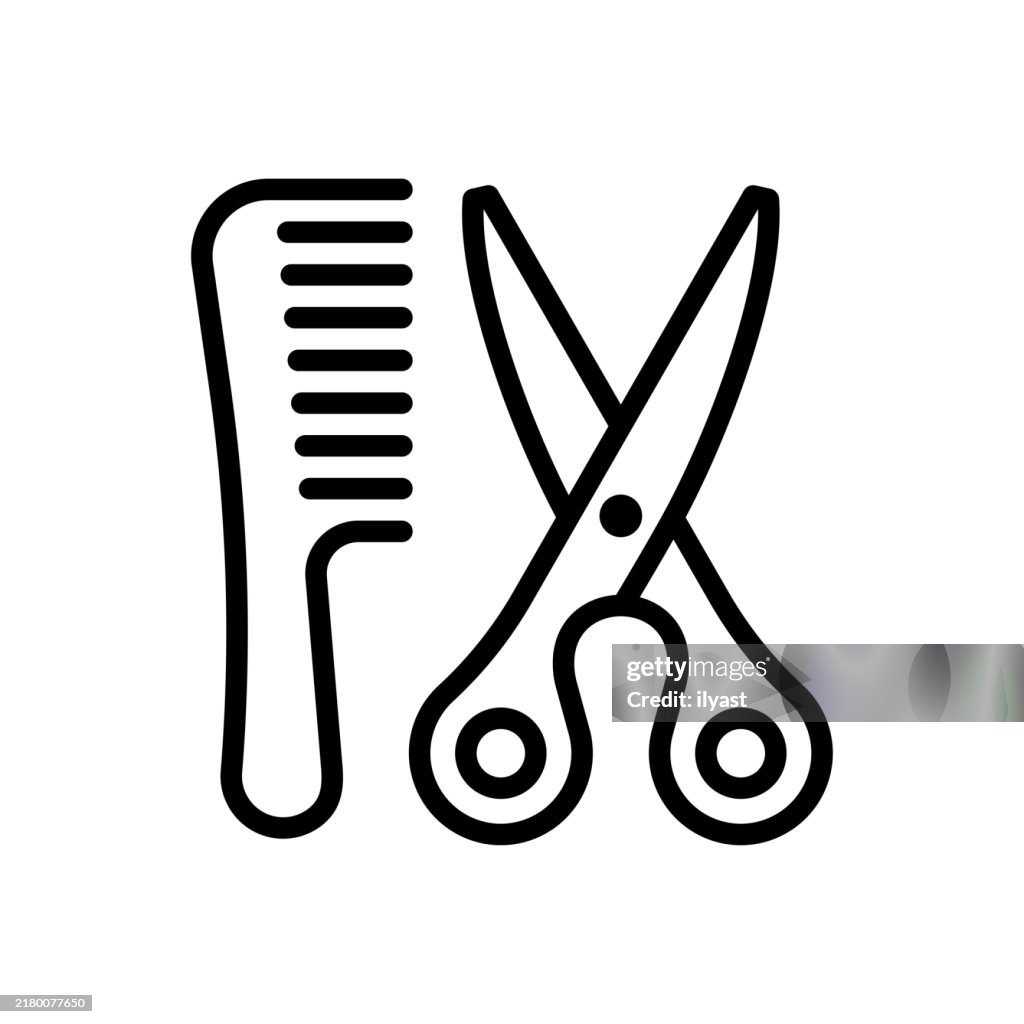 A Simple Line Drawing Of Hairdressing Tools High-Res Vector