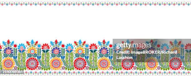 ilustraciones, imágenes clip art, dibujos animados e iconos de stock de hungarian vector embroidery pattern for borders, isolated on white background - multiple exposure