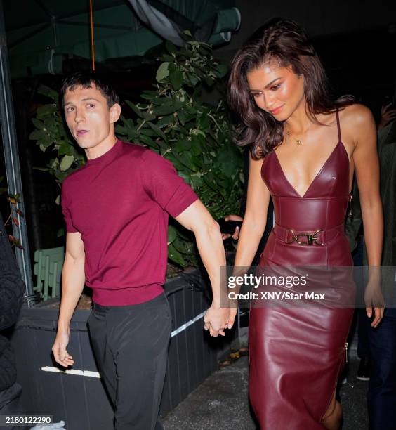 Tom Holland and Zendaya are seen on October 24, 2024 in New York City.