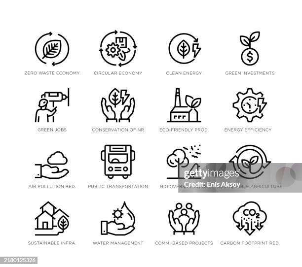 stockillustraties, clipart, cartoons en iconen met sustainable green economy icons - circulaire economie