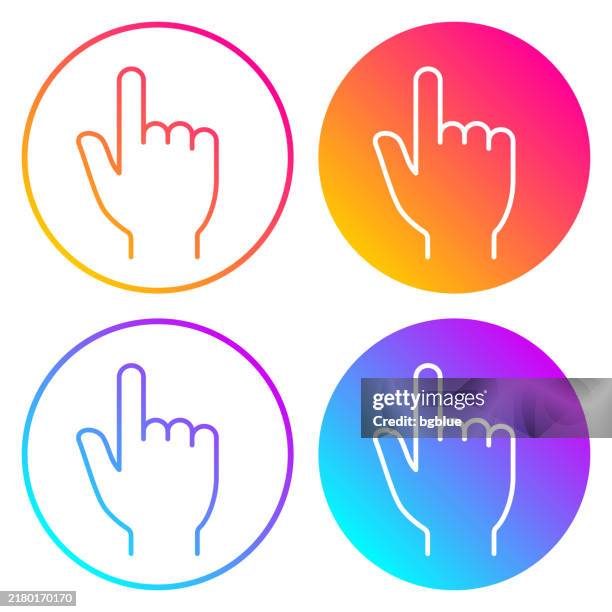hand cursor - pointer. round icons with color gradients - picking oranges stock illustrations