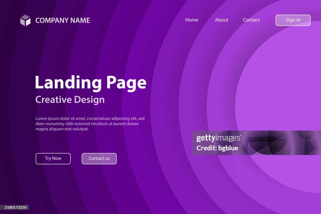 Landingpage Template - Abstraktes Design mit Kreisen - Trendiger lila Farbverlauf