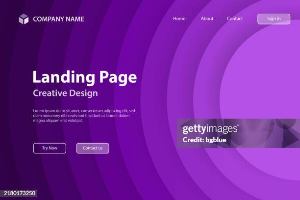 landing page template - abstract design with circles - trendy purple gradient - landing page stock illustrations