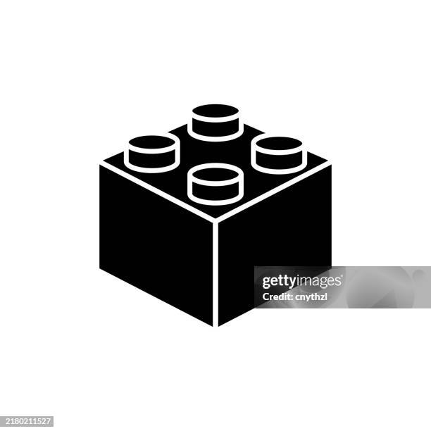 block cube icon vector illustration - toy block icon stock illustrations