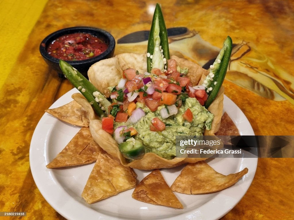 Plate of Guacamole and Tostadas