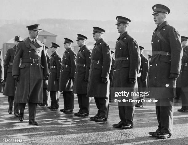 Air Vice Marshal Sir Paul Copeland Maltby , Air Officer Commanding No 24 Group reviews Royal Air Force apprentice cadet airmen from the School of...