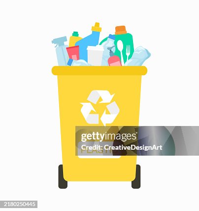 Plastic Waste Container With Empty Plastic Bottles And Plastic Garbage ...