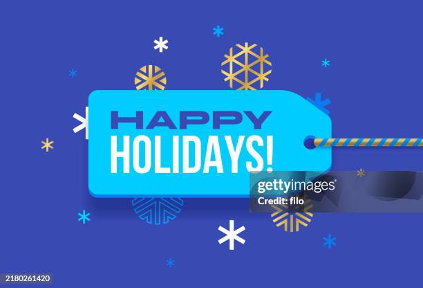happy holidays gift tag present design - free christmas wallpaper stock illustrations
