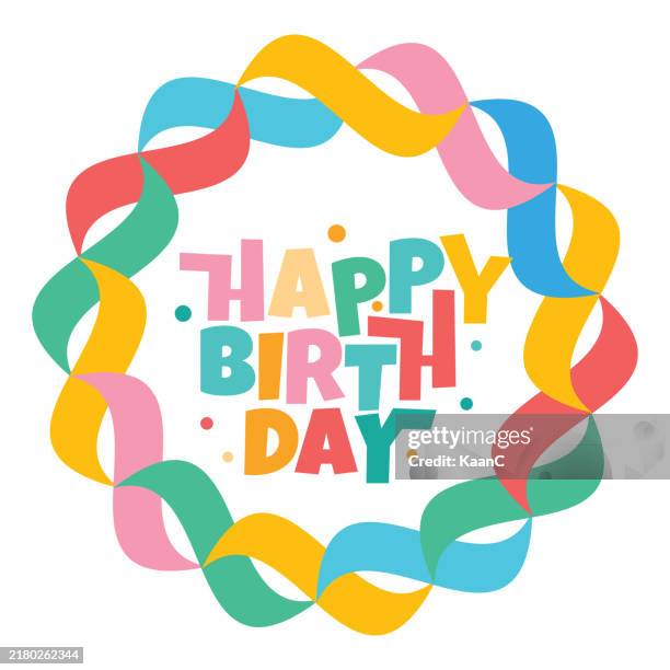 stockillustraties, clipart, cartoons en iconen met happy birthday. happy birthday vector lettering design. modern calligraphy. vector stock illustration - verjaardagskaart