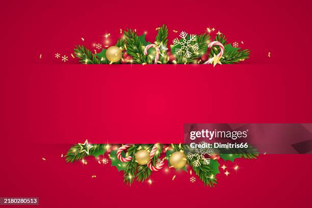 holiday frame template with empty space for your message - christmas garland stock illustrations