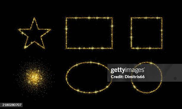 vektor-set aus goldenen glitzer-designelementen - lametta stock-grafiken, -clipart, -cartoons und -symbole