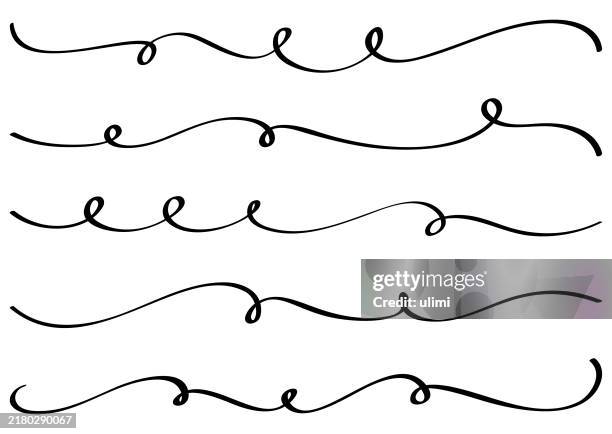 сalligraphic lines - black thread stock illustrations