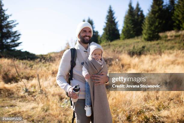 in a woodland with my baby - knit hat stock pictures, royalty-free photos & images