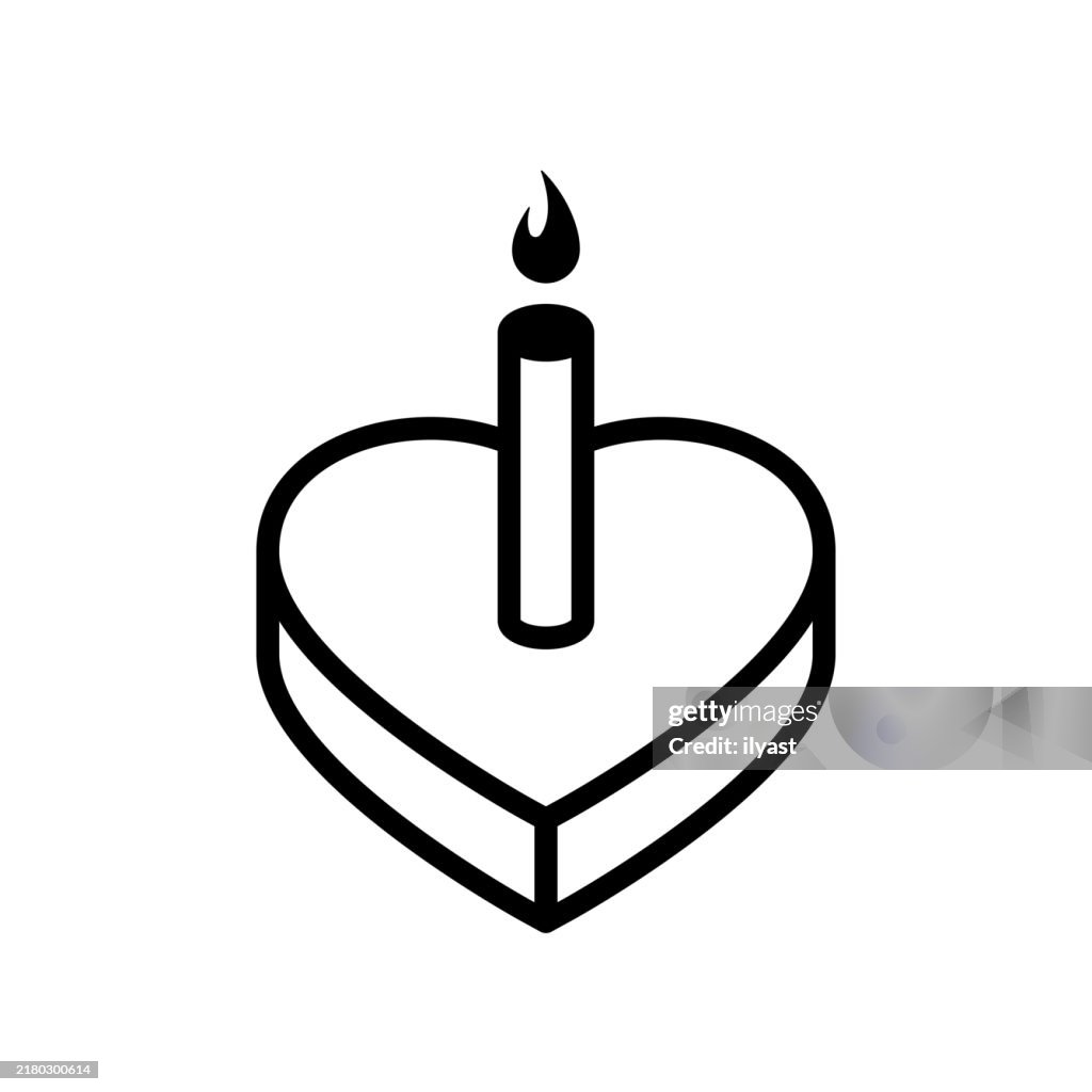 A simple line drawing of a Heart Cake