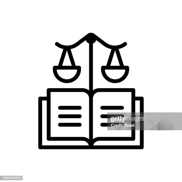 a simple line drawing of law and justice - law school stock illustrations
