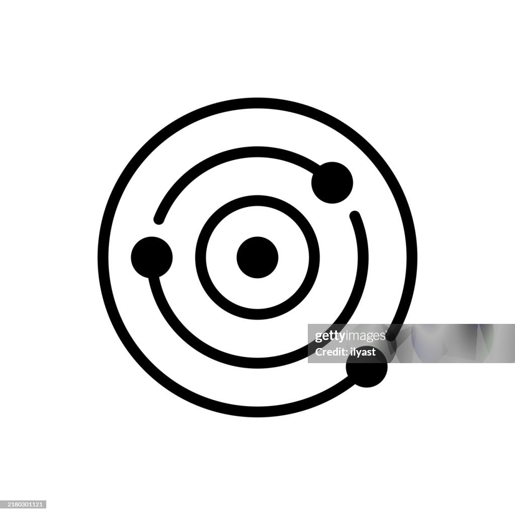 Eine einfache Strichzeichnung des Sonnensystems