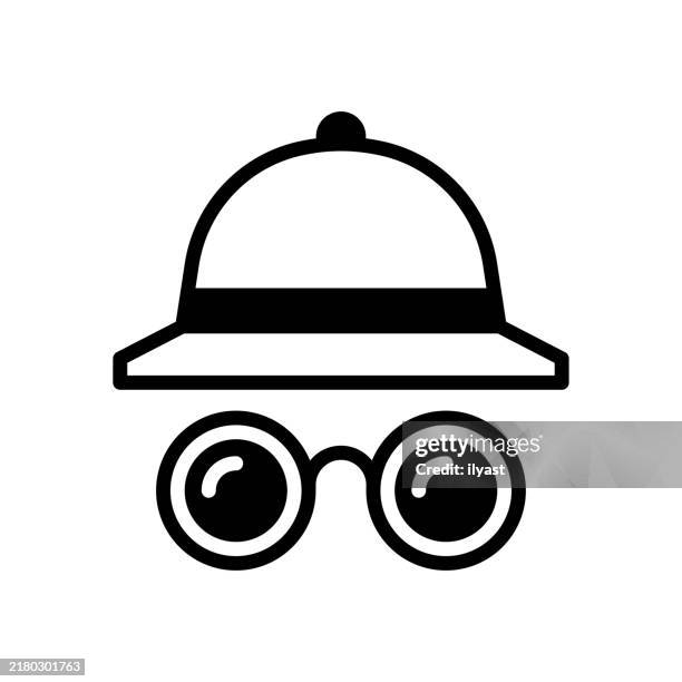 stockillustraties, clipart, cartoons en iconen met a simple line drawing of an explorer - archeoloog