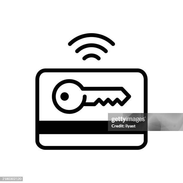 a simple line drawing of a key card - authentication-icon stock illustrations
