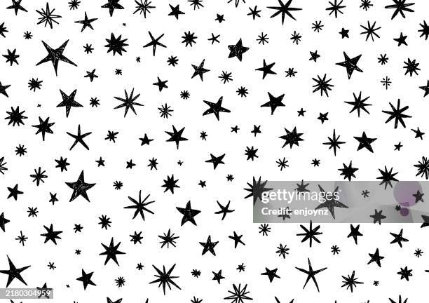 fun seamless star doodles and sketches - permanent marker scribble stock illustrations