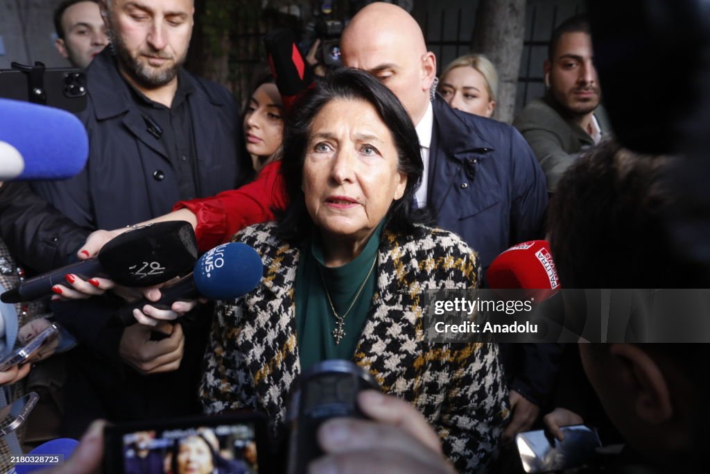 Georgian President Salome Zourabichvili votes at the parliamentary elections