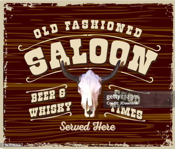 welcome sign for a wild west saloon wooden very textured and rustic - old saloon stock illustrations