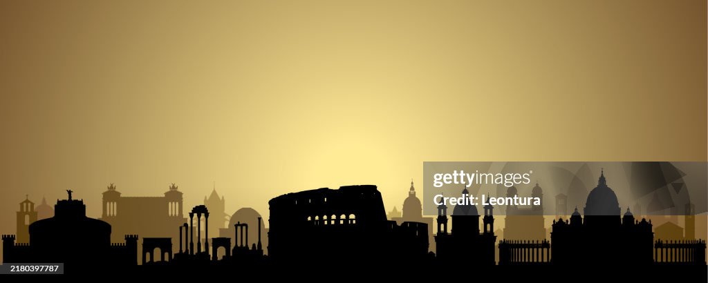 Rome Skyline Silhouette (All Buildings Are Detailed, Moveable and Complete)