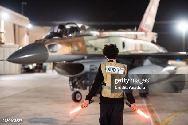 View of fighter jet being prepared ahead of Israeli army's attack on Iran, on October 26, 2024 in Israel.