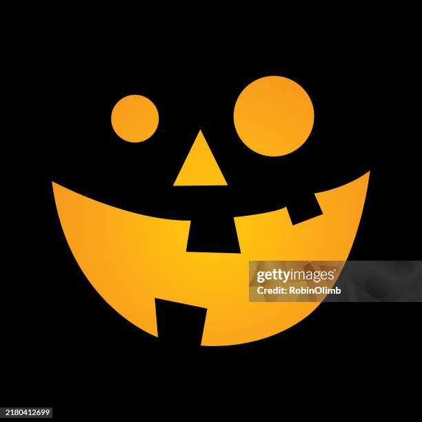 glowing jack o lantern face icon 3 - pumpkin face stock illustrations