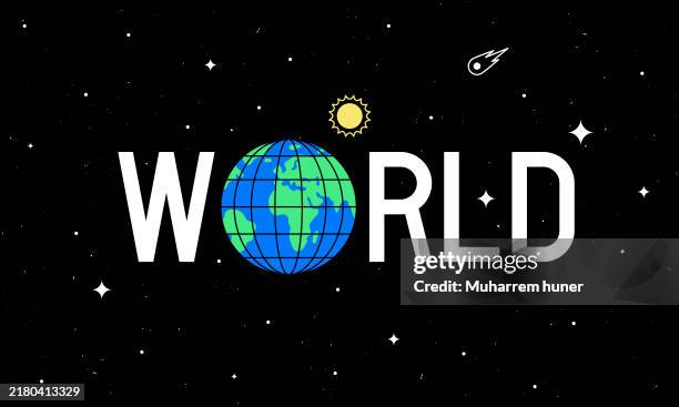 Creative World Lettering Vector Stock Illustration In Space Concept ...