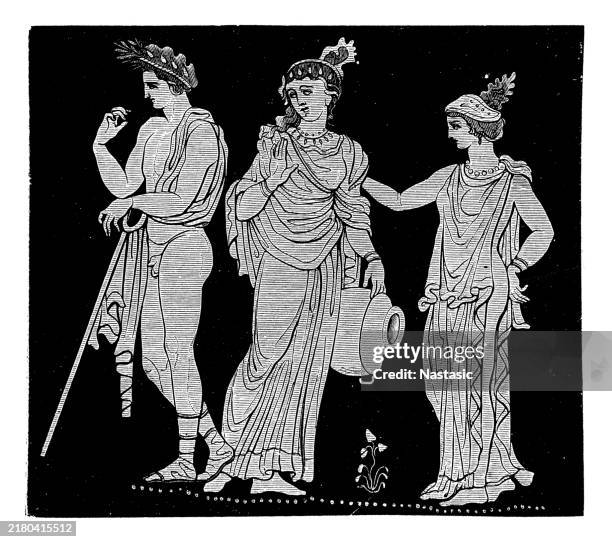 classical greek, eurydice and orpheus - orpheus stock illustrations