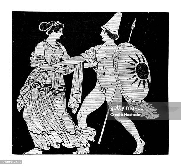 theseus and helena - kidnapping stock illustrations