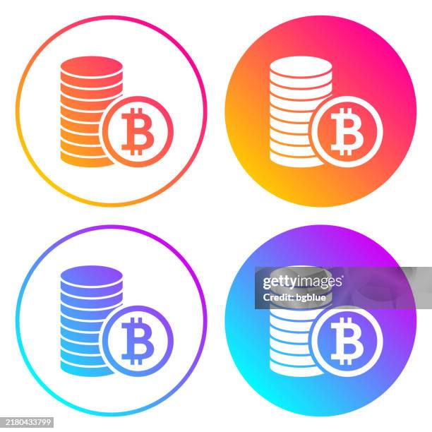 bitcoin coins stack. round icons with color gradients - copper gradient stock illustrations