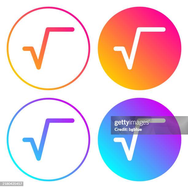 square root. round icons with color gradients - square root stock illustrations