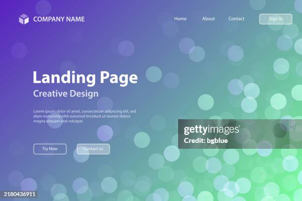 landing page template - defocused lights on purple background - trendy bokeh background - landing page stock illustrations