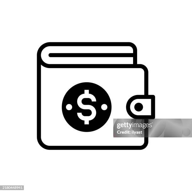 ilustraciones, imágenes clip art, dibujos animados e iconos de stock de un simple dibujo lineal de una cartera - cartera vacía
