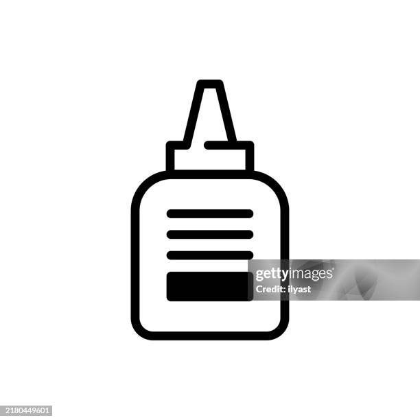 illustrations, cliparts, dessins animés et icônes de un dessin au trait simple d’une bouteille de colle - collant description physique