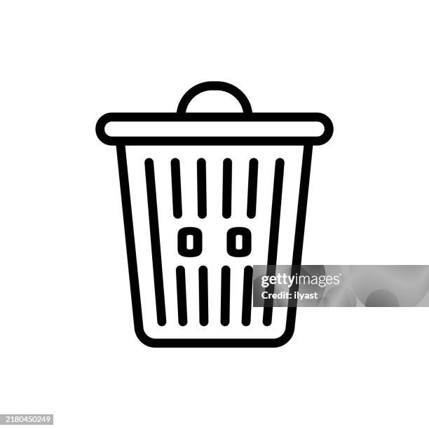 a simple line drawing of a trash can - compost bin stock illustrations