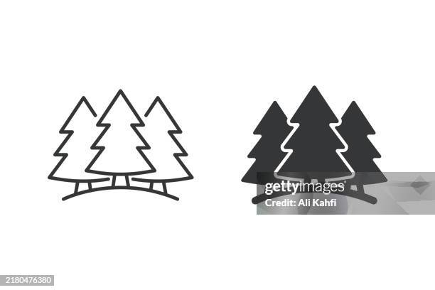 forest icons. line and solid series icon - groves stock illustrations